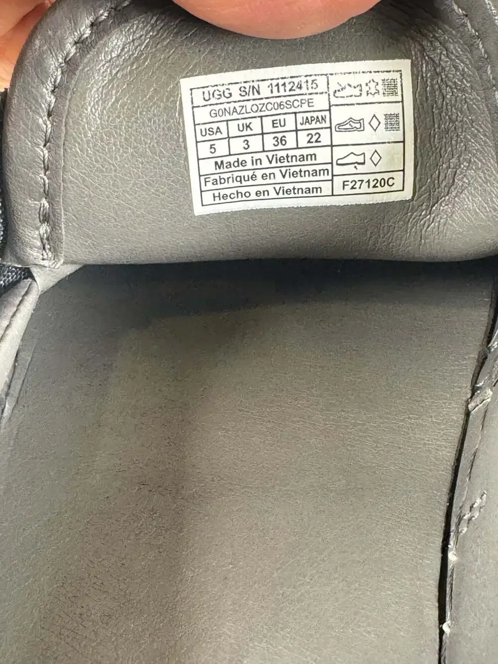 UGG Chayze Gray Leather Slip On Sneakers Women’s Size 5 Platform Casual Shoes - Picture 8 of 12